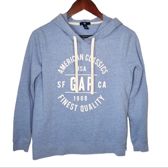 GAP Tops | Gap Light Heathered Blue Hooded Sweatshirt | Poshmark